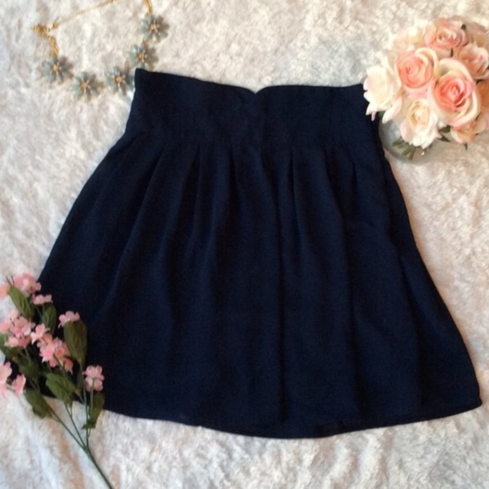 Buttons by Francesca's Navy Pleated Skirt